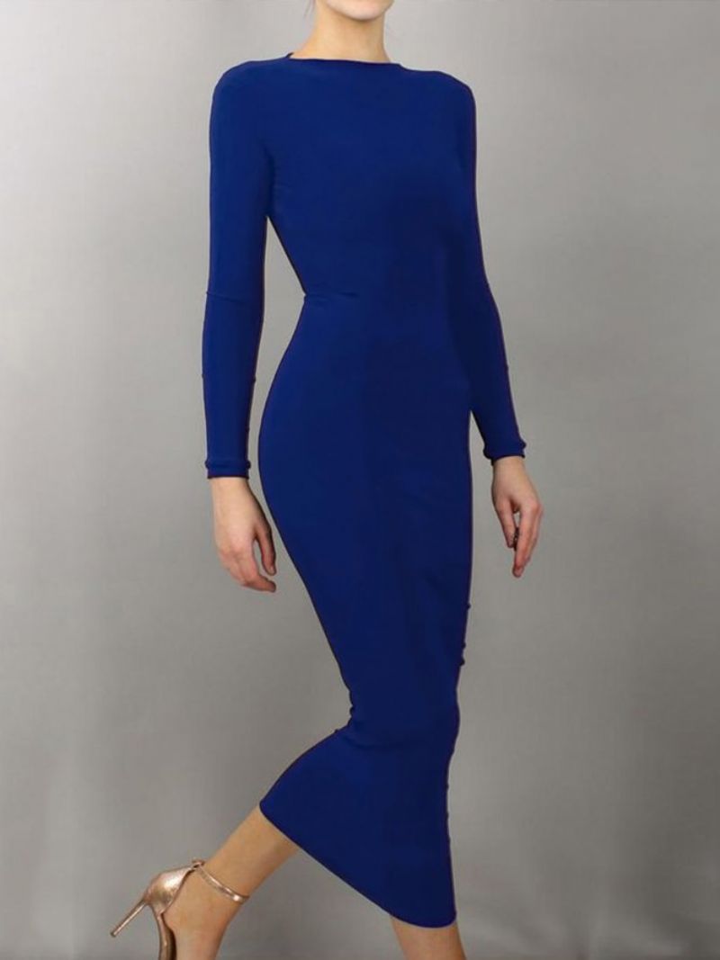 Sort Daglig Langærmet Regular Fit Boat Neck Dress