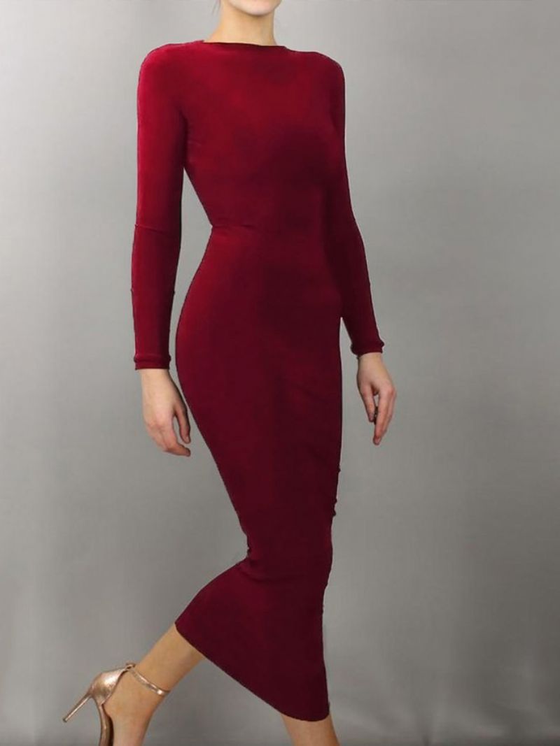 Sort Daglig Langærmet Regular Fit Boat Neck Dress