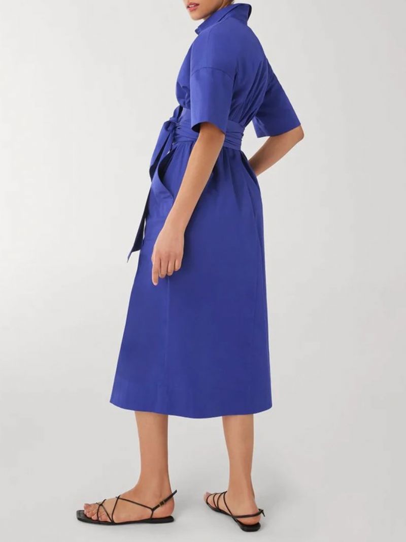 Urban Simple Halværmede Pockets Plain Shirt Dress