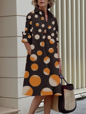 Urban Skjorte Krave Polka Dots Midi Kjole