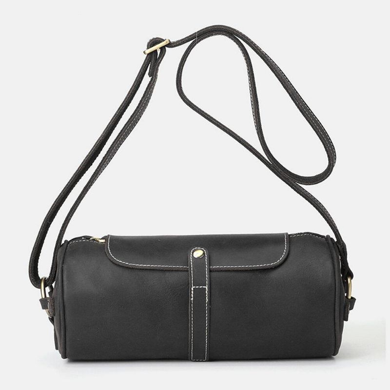 Ægte Læder Til Mænd Retro Mode Justerbar Crossbody Bag Skuldertaske