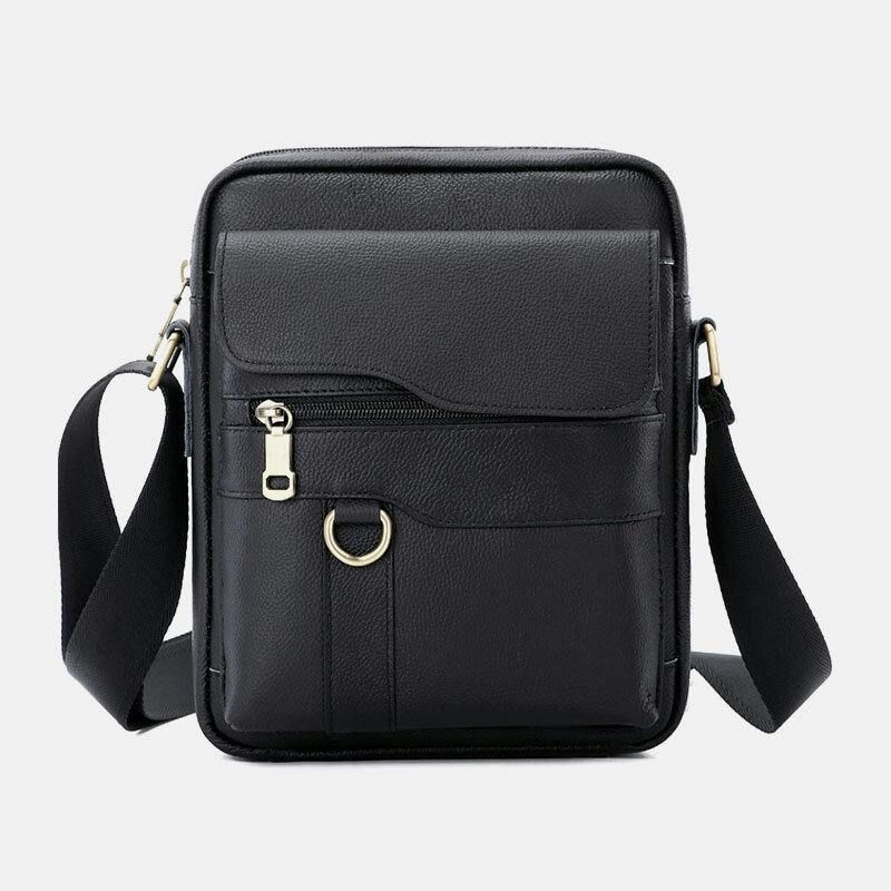 Ægte Læder Til Mænd Stor Kapacitet Vintage Afslappet 6.5 Tommer Telefontaske Crossbody-Taske Skuldertaske Messenger Briefcase