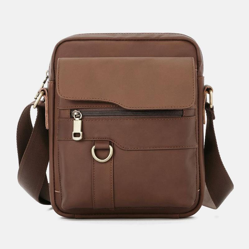 Ægte Læder Til Mænd Stor Kapacitet Vintage Afslappet 6.5 Tommer Telefontaske Crossbody-Taske Skuldertaske Messenger Briefcase