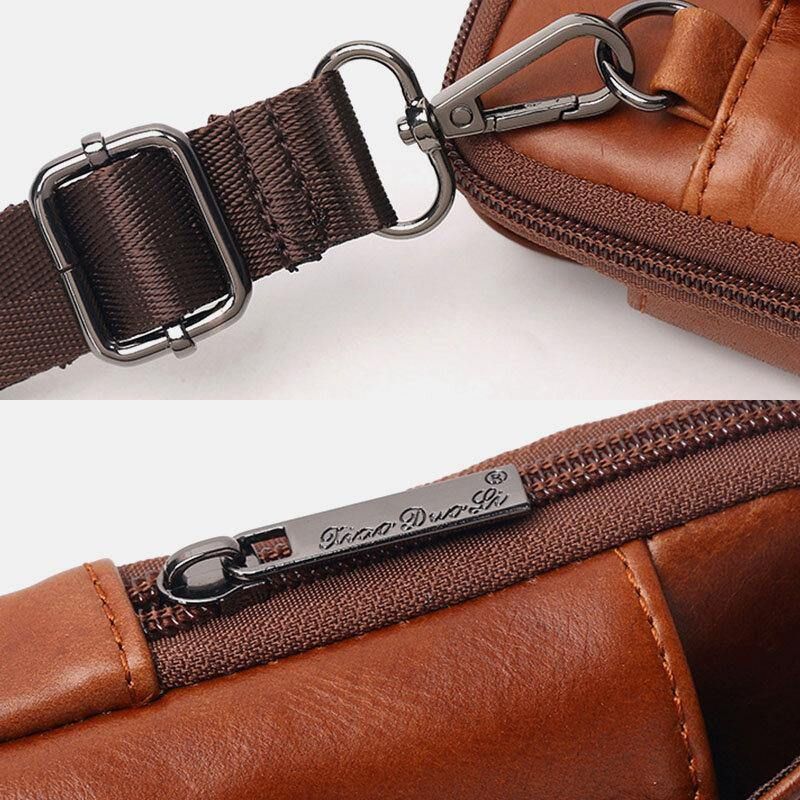 Ægte Læder Til Mænd Vintage Multi-Card Slot 6.5 Tommer Mini Telefontaske Crossbody-Taske Taljetaske Koskindstaske