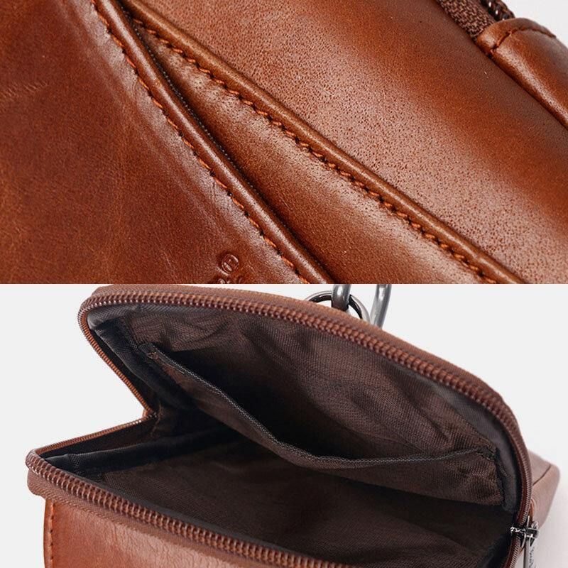 Ægte Læder Til Mænd Vintage Multi-Card Slot 6.5 Tommer Mini Telefontaske Crossbody-Taske Taljetaske Koskindstaske