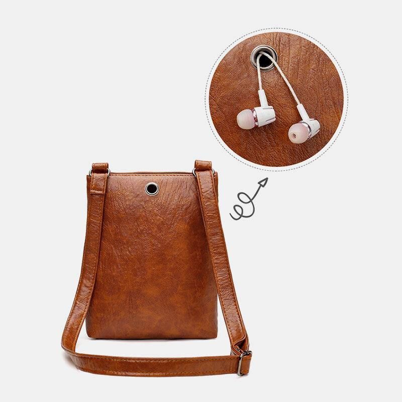 Kvinde Imiteret Læder Retro Enkel Blød Multi-Lomme 6.3 Tommer Telefontaske Skuldertaske Crossbody Taske