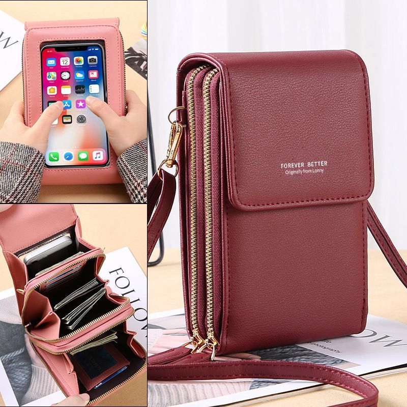 Kvinder 6.5 Tommer Touch Screen Taske Rfid Clutch Taske Kort Taske Stor Kapacitet Multi-Pocket Crossbody Telefon Taske