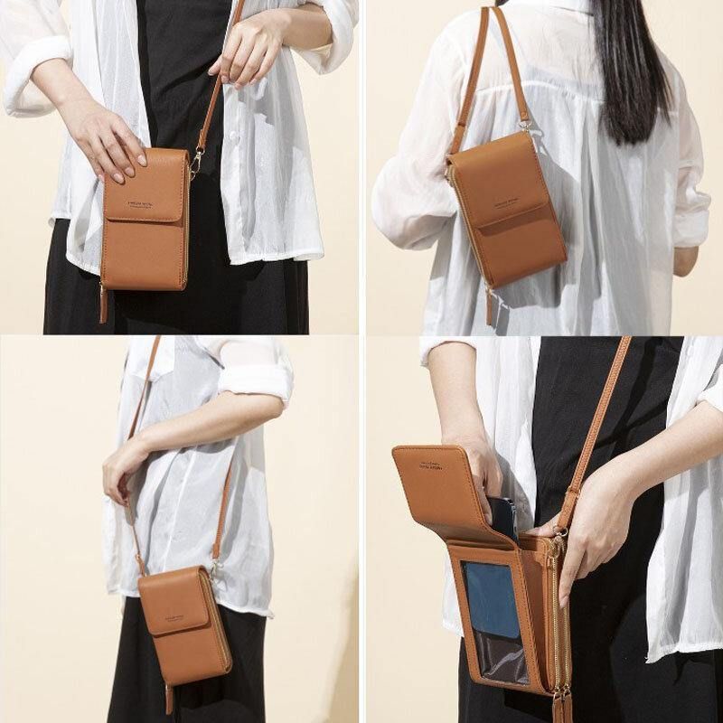 Kvinder 6.5 Tommer Touch Screen Taske Rfid Clutch Taske Kort Taske Stor Kapacitet Multi-Pocket Crossbody Telefon Taske