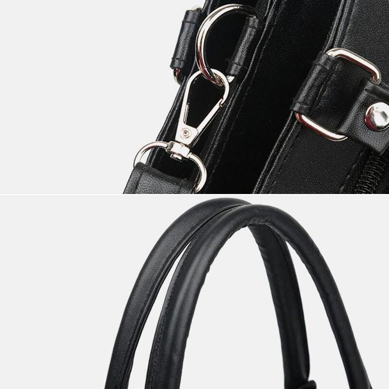 Kvinder Ægte Læder Geometrisk Mønster Farvematchende Vintage Håndtasker Med Stor Kapacitet Skuldertaske Crossbody Tasker