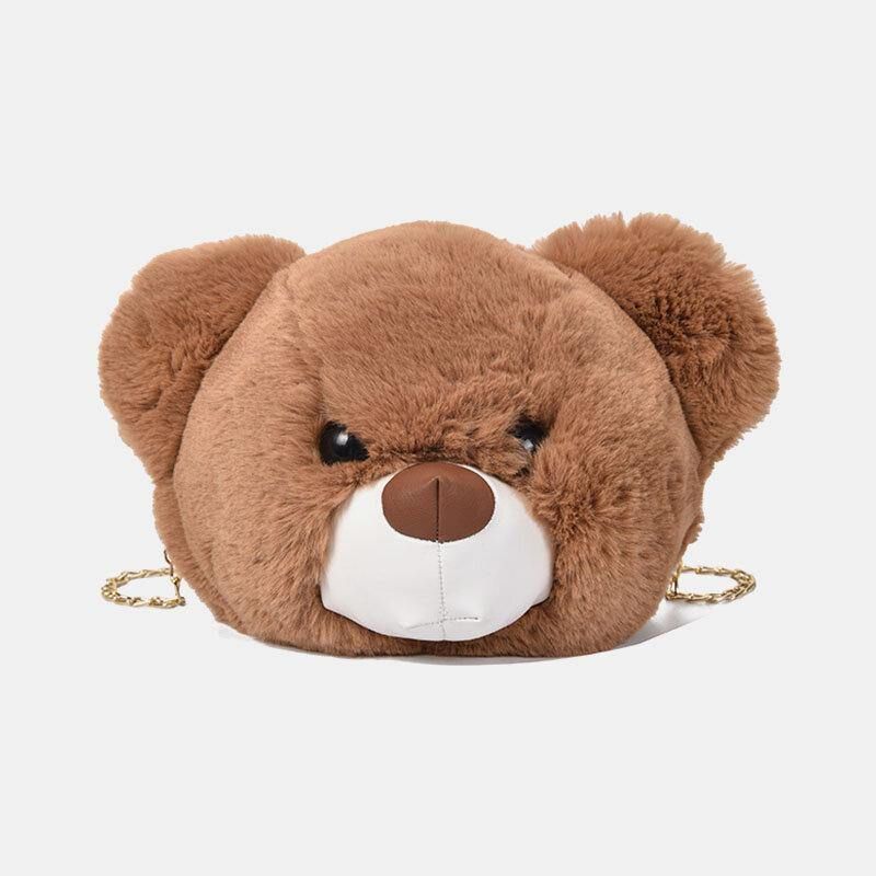 Kvinder Cute Plys Bear Chains Skuldertaske Crossbody Bag