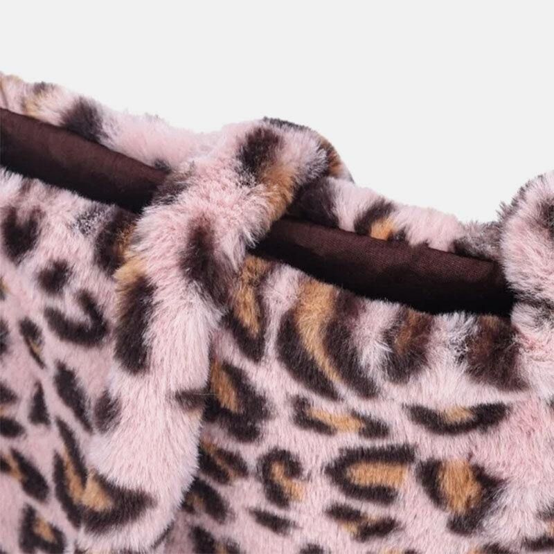 Kvinder Filt Blødt Leopard Mønster Sød Afslappet Personlighed Skuldertaske Crossbody Taske