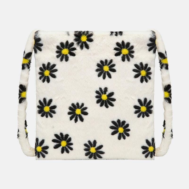 Kvinder Filt Med Stor Kapacitet Blød Sød Blomsterdyr Leopard Mønster Skuldertaske Håndtaske Crossbody Taske