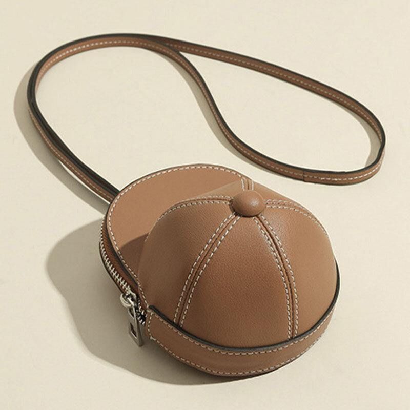 Kvinder Imiteret Læder Baseballhat Form Causl Creative Skuldertaske Crossbody Taske