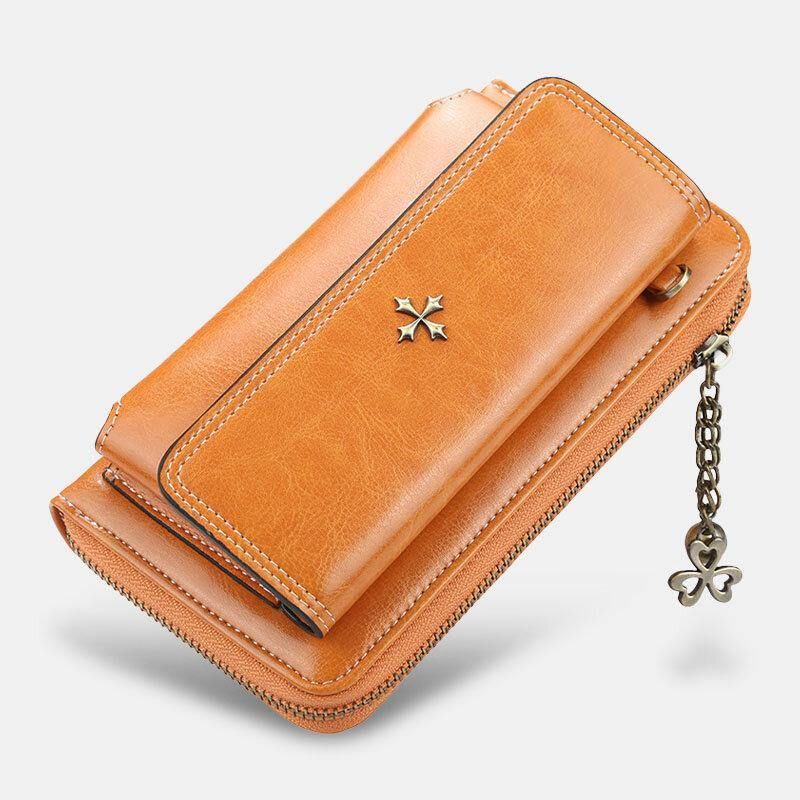 Kvinder Pu Læder Cross Flower Tassel Stor Kapacitet Multi-Card Slot Telefontaske Crossbody Bag Skuldertaske