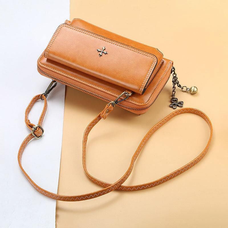 Kvinder Pu Læder Cross Flower Tassel Stor Kapacitet Multi-Card Slot Telefontaske Crossbody Bag Skuldertaske