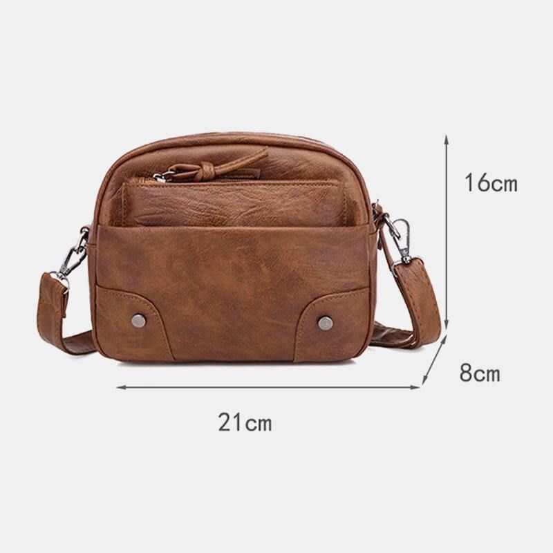 Kvinder Pu Læder Multi-Lomme Retro Mode 6.3 Tommer Telefontaske Blød Crossbody Tasker Skuldertaske