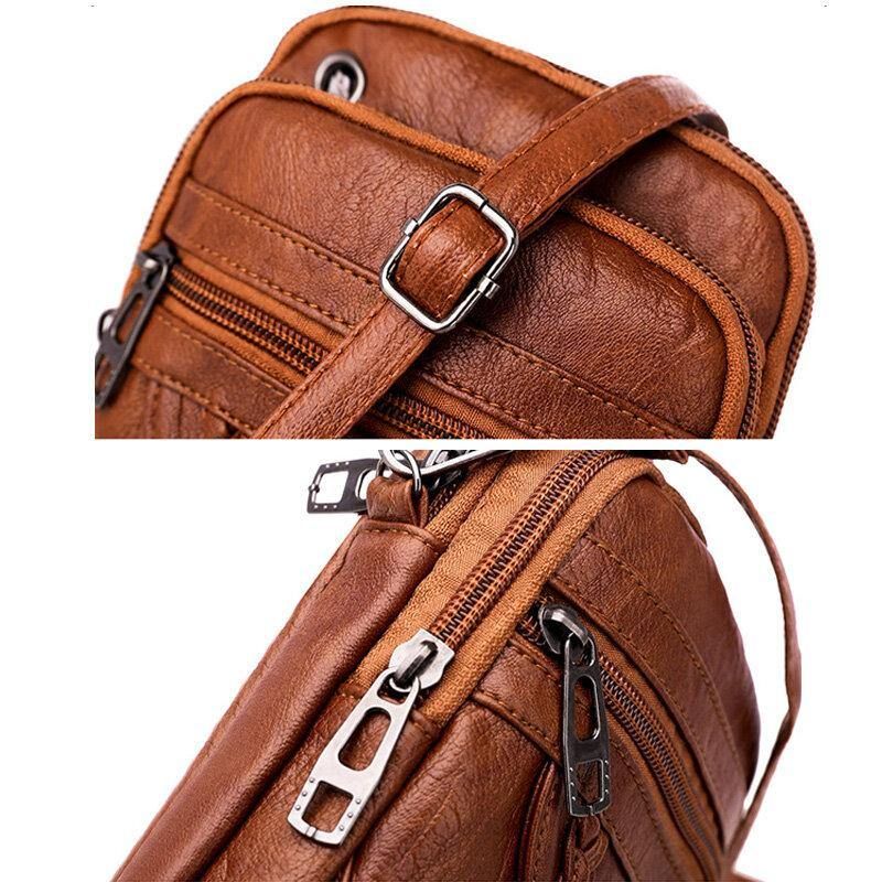 Kvinder Pu Læder Nitte Øretelefon Hul Retro 6.3 Tommer Telefontaske Crossbody Tasker Skuldertaske