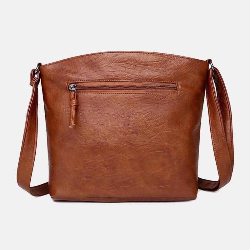 Kvinder Pu-Læder Retro 6.3 Tommer Multi-Lomme Telefontaske Blød Crossbody-Tasker Skuldertaske