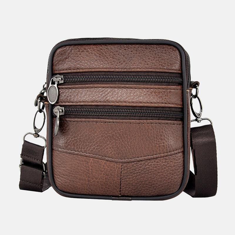 Mænd Ægte Læder Med Stor Kapacitet Business Multi-Carry Crossbody-Taske