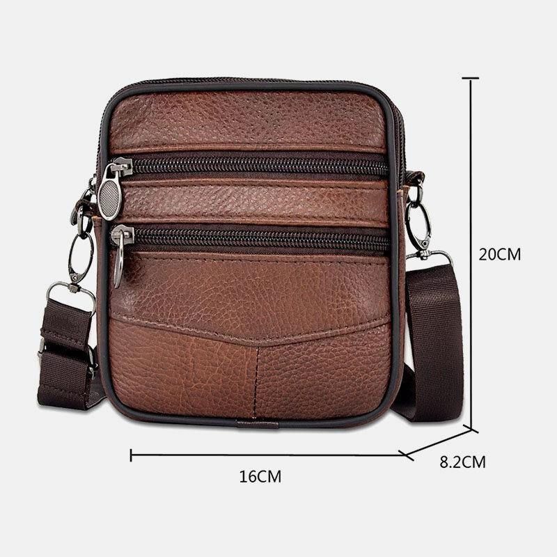 Mænd Ægte Læder Med Stor Kapacitet Business Multi-Carry Crossbody-Taske