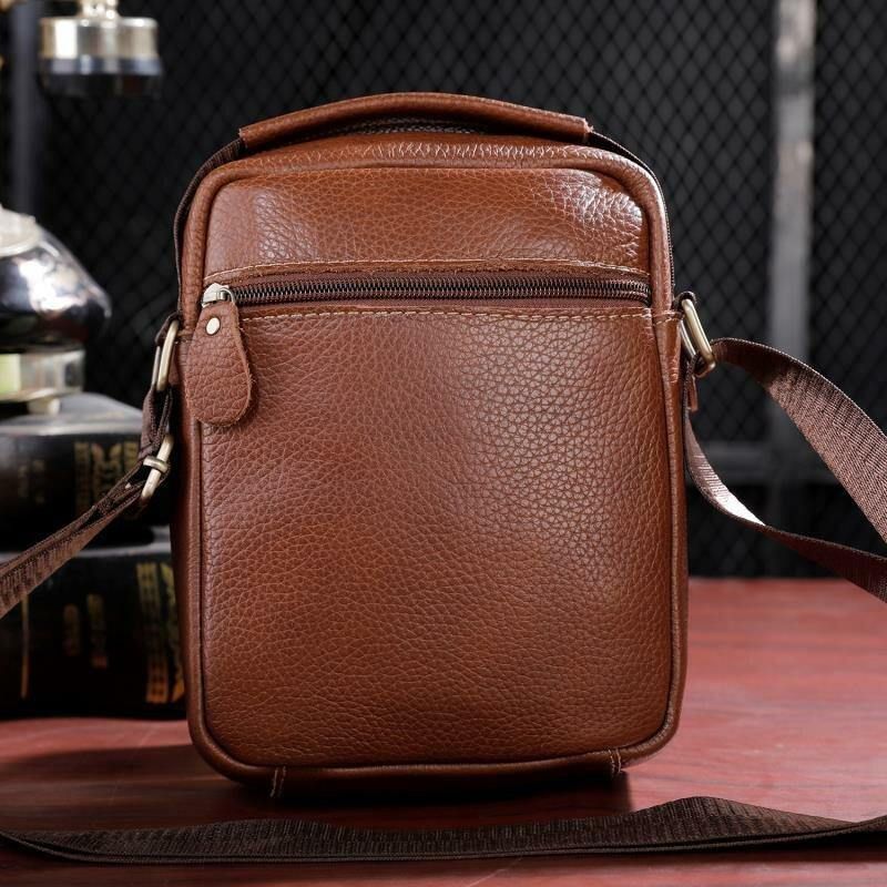 Mænd Ægte Læder Multi-Lomme Vintage 6.3 Tommer Telefontaske Crossbody Tasker Skuldertaske Håndtaske