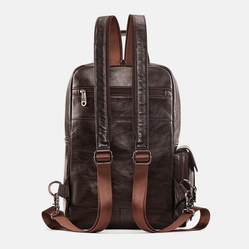 Mænd Ægte Læder Multifunktion Multi-Carry Udendørs Rejse Kohud Crossbody Taske Rygsæk