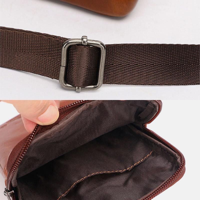 Mænd Ægte Læder Okselæder Vintage Business 6.5 Tommer Telefontaske Crossbody Taske Taljetaske Sling Bag