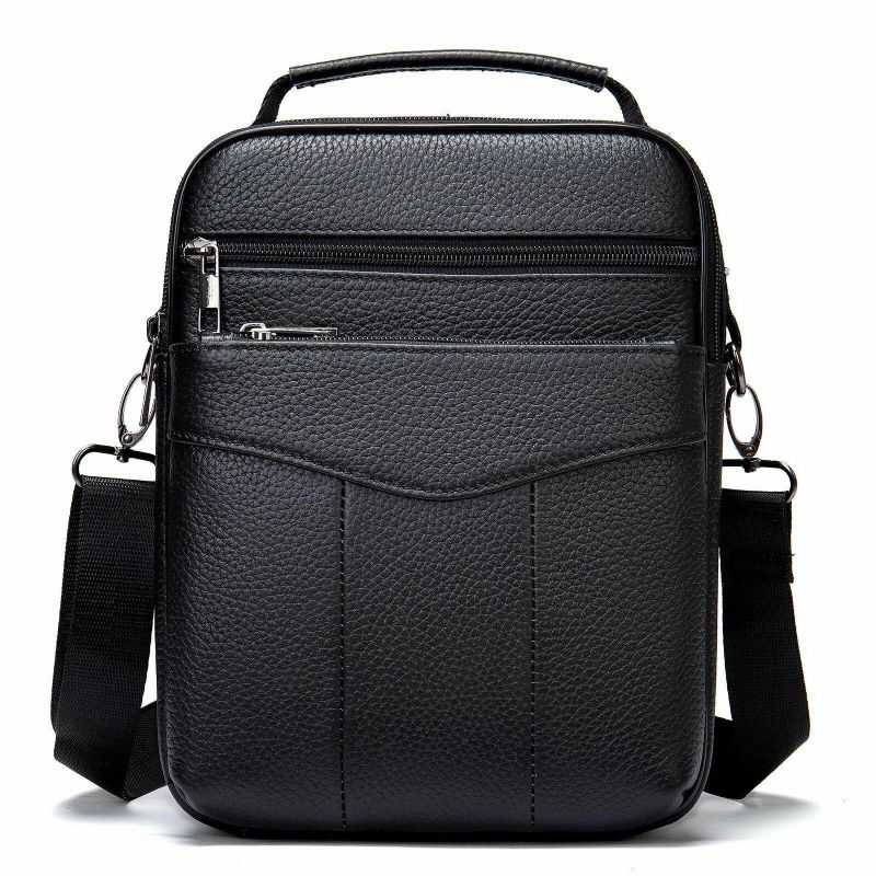 Mænd Ægte Læder Retro Business Lodret Håndtaske Crossbody Taske