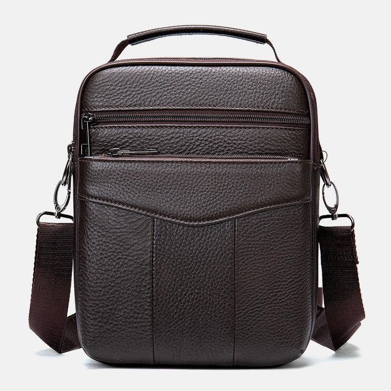 Mænd Ægte Læder Retro Business Lodret Håndtaske Crossbody Taske