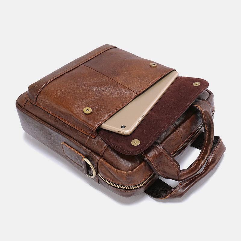 Mænd Ægte Læder Stor Kapacitet Anti-Tyveri Vintage 6.5 Tommer Telefontaske Messenger Dokumentmappe Skuldertaske Crossbody Taske Håndtaske