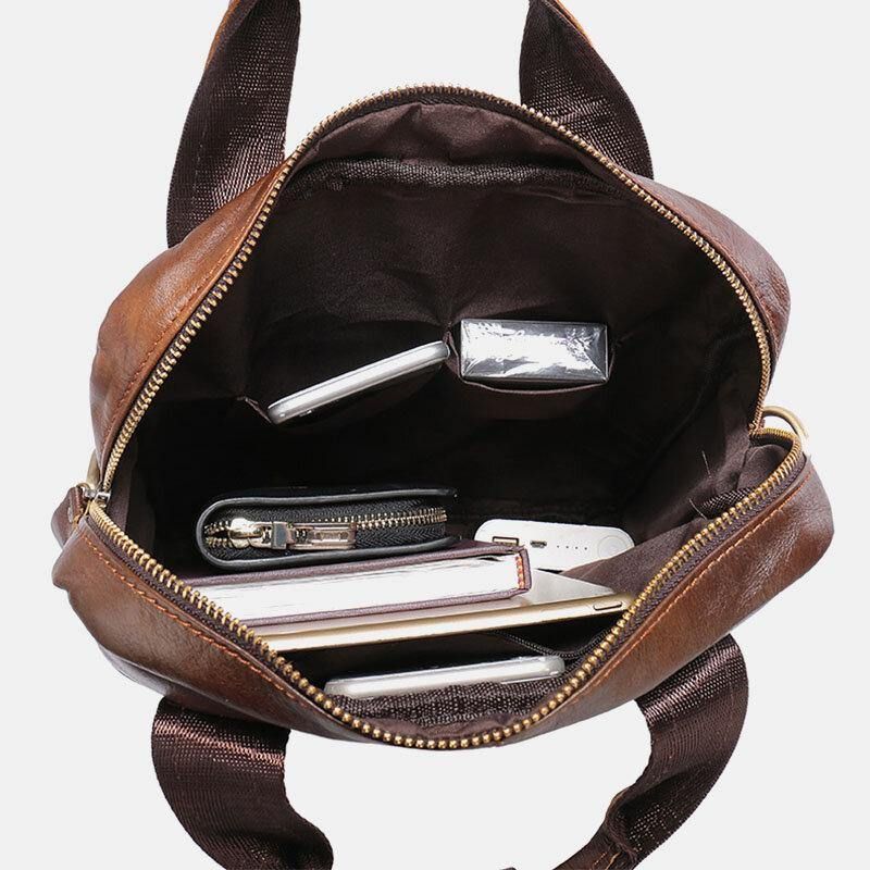 Mænd Ægte Læder Stor Kapacitet Anti-Tyveri Vintage 6.5 Tommer Telefontaske Messenger Dokumentmappe Skuldertaske Crossbody Taske Håndtaske