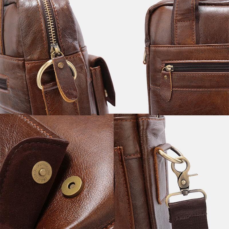 Mænd Ægte Læder Stor Kapacitet Anti-Tyveri Vintage 6.5 Tommer Telefontaske Messenger Dokumentmappe Skuldertaske Crossbody Taske Håndtaske