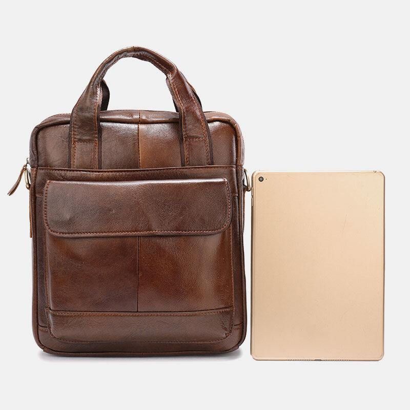 Mænd Ægte Læder Stor Kapacitet Anti-Tyveri Vintage 6.5 Tommer Telefontaske Messenger Dokumentmappe Skuldertaske Crossbody Taske Håndtaske