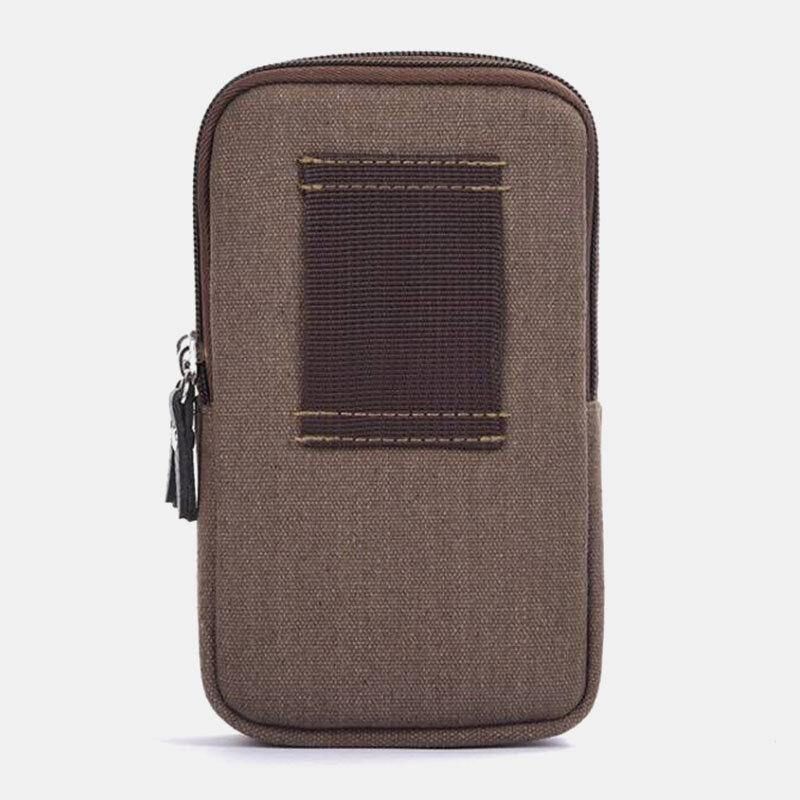 Mænd Canvas Multi-Pocket Outdoor Sports 6.3 Tommer Telefontaske Taljetaske Sling Bag