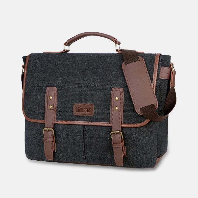 Mænd Canvas Multi-Pocket Slid-Resistent Vintage Business Messenger Bag Laptop Taske Crossbody Taske Håndtaske