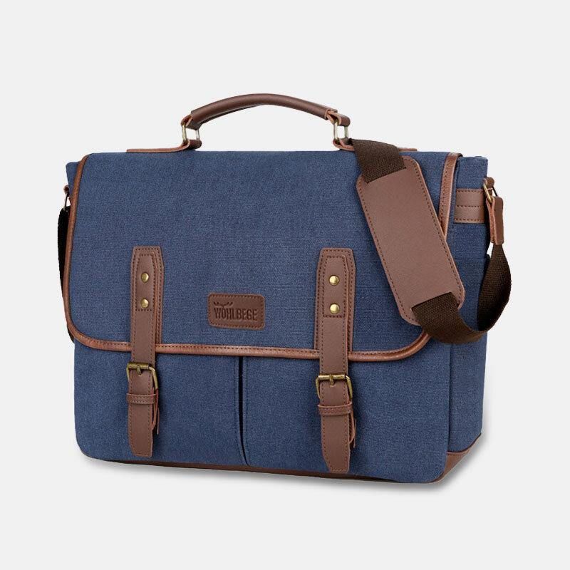 Mænd Canvas Multi-Pocket Slid-Resistent Vintage Business Messenger Bag Laptop Taske Crossbody Taske Håndtaske