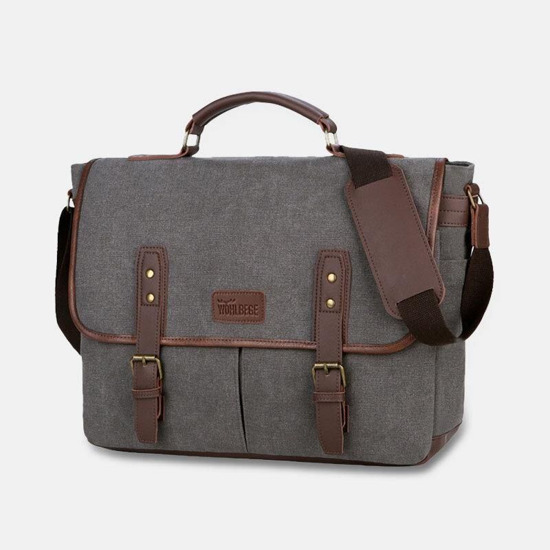 Mænd Canvas Multi-Pocket Slid-Resistent Vintage Business Messenger Bag Laptop Taske Crossbody Taske Håndtaske