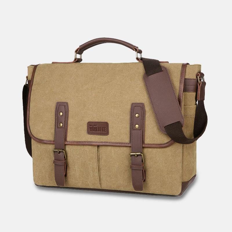 Mænd Canvas Multi-Pocket Slid-Resistent Vintage Business Messenger Bag Laptop Taske Crossbody Taske Håndtaske