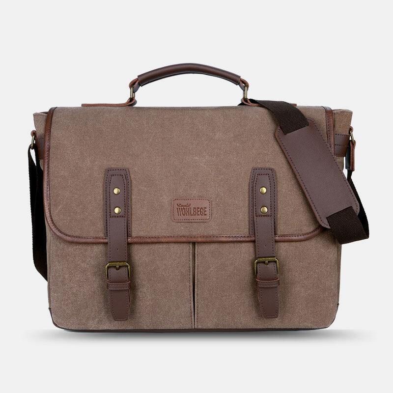 Mænd Canvas Multi-Pocket Slid-Resistent Vintage Business Messenger Bag Laptop Taske Crossbody Taske Håndtaske