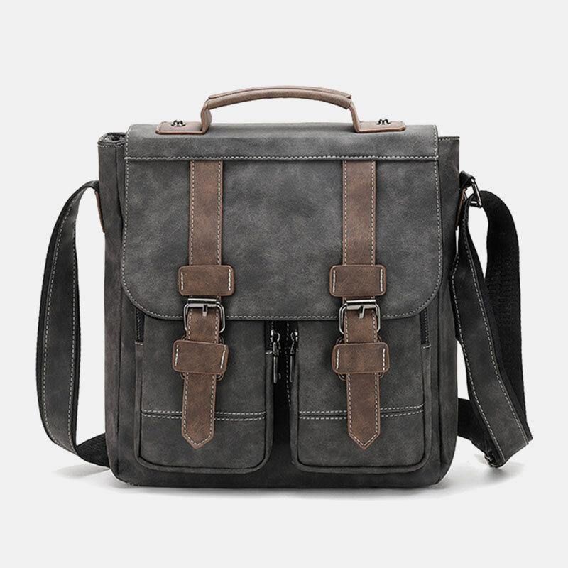 Mænd Imiteret Læder Retro Multi-Lomme Multifunktion Crossbody Taske Skuldertaske Rejsetaske