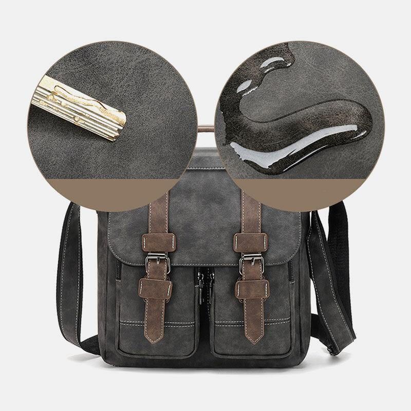 Mænd Imiteret Læder Retro Multi-Lomme Multifunktion Crossbody Taske Skuldertaske Rejsetaske