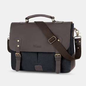 Mænd Lærred Stor Kapacitet Cover Lynlås Vintage Business Messenger Bag Laptop Taske Crossbody Taske Håndtaske