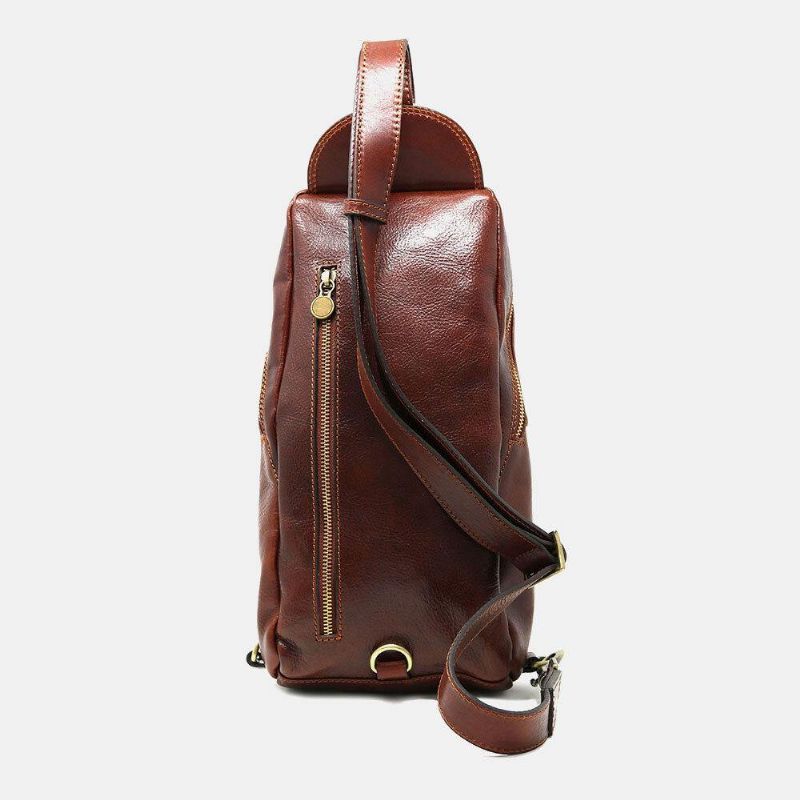 Mænd Pu-Læder Anti-Tyveri Vintage Casual Skuldertaske Crossbody Bag Brysttaske Sling Bag Hippie Bag