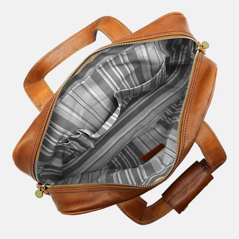 Mænd Pu Læder Multi-Lomme 14 Tommer Bærbar Taske Messenger Taske Rejse Crossbody Taske Håndtaske