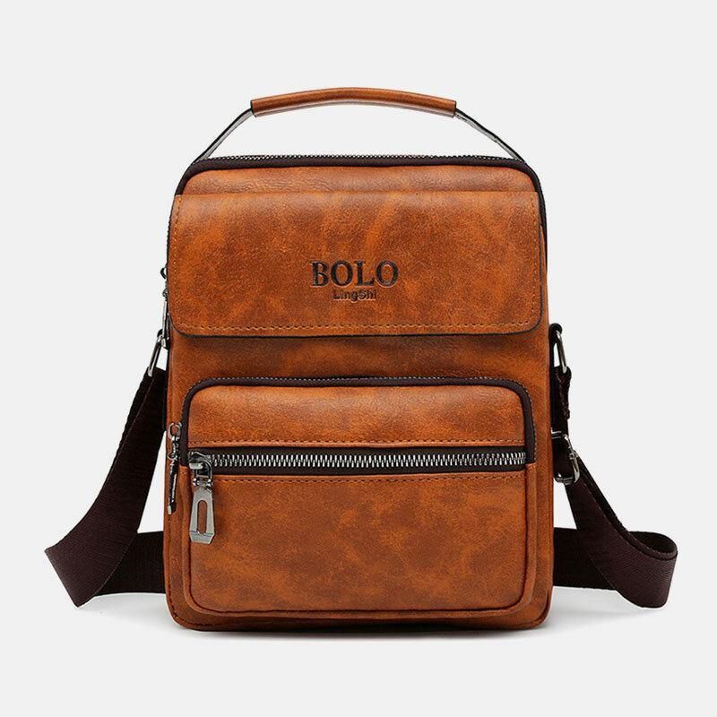 Mænd Pu-Læder Multi-Lomme Anti-Tyveri Messenger Bag Crossbody Tasker Skuldertaske Håndtaske Briefcase