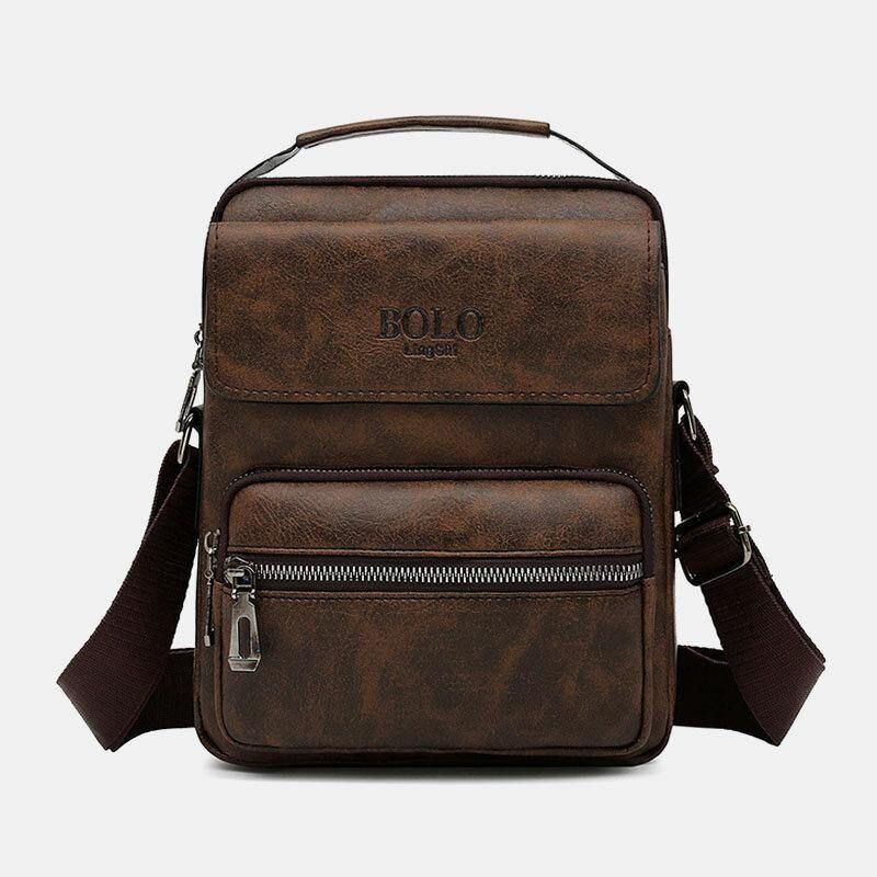 Mænd Pu-Læder Multi-Lomme Anti-Tyveri Messenger Bag Crossbody Tasker Skuldertaske Håndtaske Briefcase