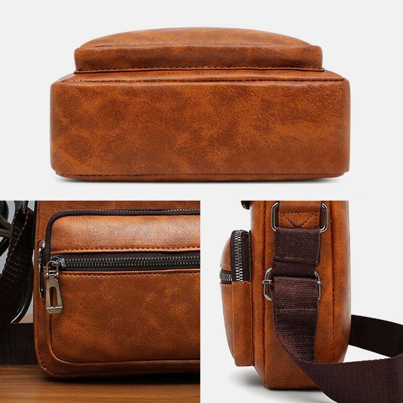 Mænd Pu-Læder Multi-Lomme Anti-Tyveri Messenger Bag Crossbody Tasker Skuldertaske Håndtaske Briefcase