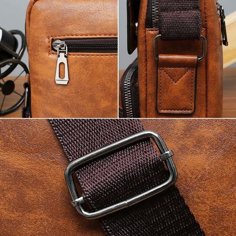 Mænd Pu-Læder Multi-Lomme Anti-Tyveri Messenger Bag Crossbody Tasker Skuldertaske Håndtaske Briefcase