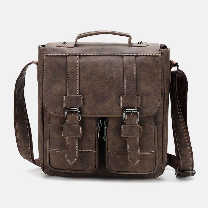 Mænd Pu-Læder Multi-Lommer Vintage Casual Vandtæt Åndbar Crossbody Tasker Skuldertasker