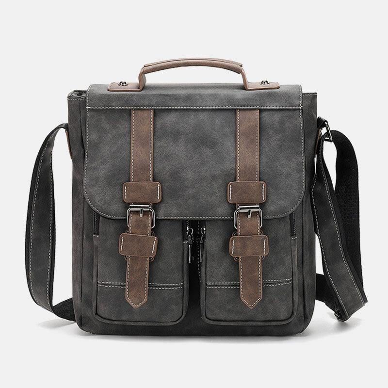 Mænd Pu-Læder Multi-Lommer Vintage Casual Vandtæt Åndbar Crossbody Tasker Skuldertasker